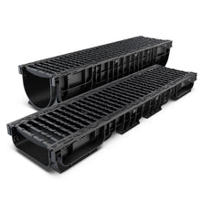 Load image into Gallery viewer, 8" Plastic trench drain (BASE 200P), ductile cast iron grate, C class