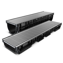 Charger l'image dans la galerie, 8" Plastic trench drain (BASE 200P), Stainless steel grate (Heel proof), A class