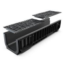 Load image into Gallery viewer, 8&quot; Plastic trench drain (BASE 200P), ductile cast iron grate, C class
