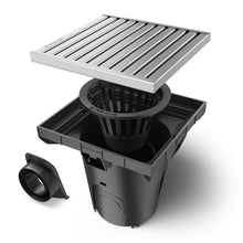 Charger l'image dans la galerie, 12x12 Plastic NEO catch basin (NEO 300-CBP), stainless steel grate (ADA/Heel Proof)

