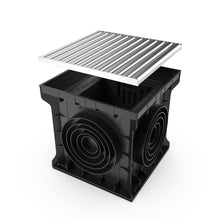Charger l'image dans la galerie, 16x16 Plastic catch basin (BASE 400-CBP), stainless steel grate (ADA/Heel-proof), B class
