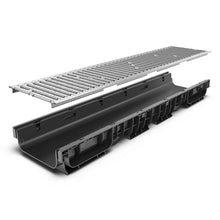 Load image into Gallery viewer, 8" Plastic trench drain (BASE 200P), galvanized steel grate, A class