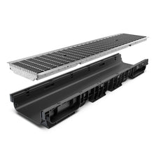 Load image into Gallery viewer, 8" Plastic trench drain (BASE 200P), galvanized steel ADA grate, B class