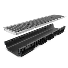 Load image into Gallery viewer, 8" Plastic trench drain (BASE 200P), Stainless steel grate "Mesh" (ADA), B class