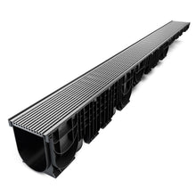 Load image into Gallery viewer, 8" Plastic trench drain (BASE 200P), galvanized steel grate, (ADA/Heelproof) A class