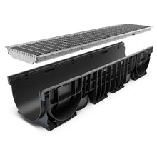 Load image into Gallery viewer, 8" Plastic trench drain (BASE 200P), galvanized steel ADA grate, B class