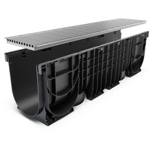 Charger l'image dans la galerie, 8" Plastic trench drain (BASE 200P), Stainless steel grate (Heel proof), A class