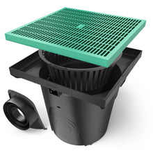 Load image into Gallery viewer, 22x22 Plastic NEO catch basin (BASE 550-CBP), green plastic grate, A Class
