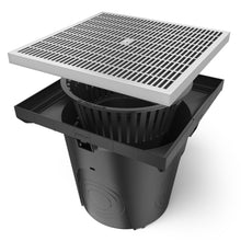 Load image into Gallery viewer, 22x22 Plastic NEO catch basin (BASE 550-CBP), gray plastic grate, A Class
