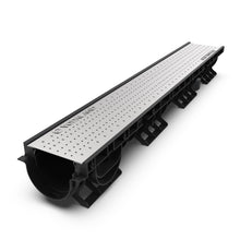 Load image into Gallery viewer, 4&quot; Plastic trench drain (BASE 100P), stainless steel grate &quot;perforated&quot;, A Class
