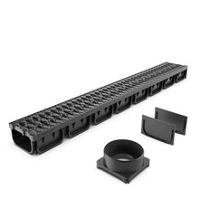 Load image into Gallery viewer, 4&quot; EASY 2 plastic trench drain, plastic grate (black)
