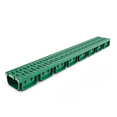 Caniveau de tranchée en plastique EASY 2 de 4 po, grille en plastique (vert)