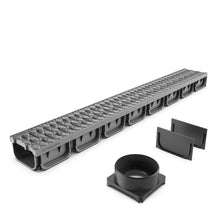 Load image into Gallery viewer, 4&quot; EASY 2 plastic trench drain, plastic grate (Dark gray)
