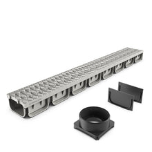 Load image into Gallery viewer, 4&quot; EASY 2 plastic trench drain, plastic grate (light gray)
