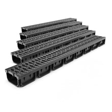 Charger l&#39;image dans la galerie, 4&quot; EASY 2 plastic trench drain, plastic grate (black)
