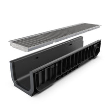 Load image into Gallery viewer, 8&quot; Plastic trench drain (BASE 200P), galvanized steel ADA grate, B class
