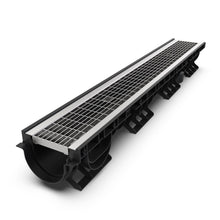 Load image into Gallery viewer, 4&quot; Plastic trench drain (BASE 100P), stainless grate ADA, B class
