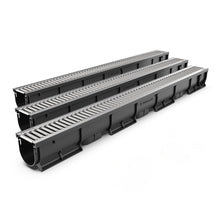 Charger l&#39;image dans la galerie, 3&quot; EASY 1 plastic trench drain, stainless grate

