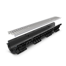 Load image into Gallery viewer, 4&quot; Plastic trench drain (BASE 100P), stainless grate, A Class

