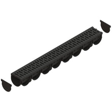 Load image into Gallery viewer, 4&quot; EASY 3 plastic trench drain, plastic grate (black)
