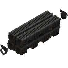 Load image into Gallery viewer, 4&quot; Plastic trench drain (BASE 100P), plastic grate, 6&quot; depth, B class
