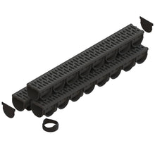 Load image into Gallery viewer, 4&quot; EASY 3 plastic trench drain, plastic grate (black)
